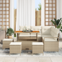 Juego de Sofá de Jardín de 9 Piezas con Cojines Beige de Ratán Poliéster Acacia | Foro24.es | Tu tienda online para hogar, jardín y más Foro24.es