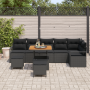 Juego de Sofá de Jardín de 9 Piezas con Cojines Negro Poliratán Acacia by , Outdoor sofas - Ref: Foro24-3362539, Price: 585,3...