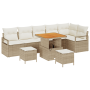 Juego de Sofás de Jardín de 9 Piezas con Cojines Beige Poliratán Acacia | Foro24.es | Tu tienda online para hogar, jardín y más Foro24.es
