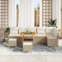 Juego de Sofás de Jardín de 9 Piezas con Cojines Beige Poliratán Acacia | Foro24.es | Tu tienda online para hogar, jardín y más Foro24.es