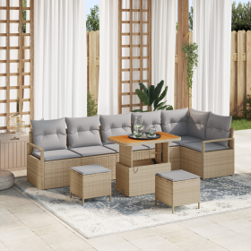 Juego de Sofas de Jardín de 9 Piezas con Cojines