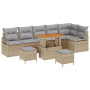 Juego de Sofas de Jardín de 9 Piezas con Cojines Beige Ratán Polipropileno | Foro24.es | Tu tienda online para hogar, jardín y más Foro24.es