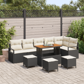 Conjunto de Sofás de Jardín de 10 Piezas con Cojines Negro Poliratán Acacia by , Outdoor sofas - Ref: Foro24-3362550, Price: ...