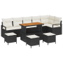 Conjunto de Sofás de Jardín de 10 Piezas con Cojines Negro Poliratán Acacia by , Outdoor sofas - Ref: Foro24-3362550, Price: ...