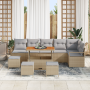 Juego de Sofás de Jardín de 10 Piezas con Cojines Beige de Ratán Poliéster Acacia | Foro24.es | Tu tienda online para hogar, jardín y más Foro24.es