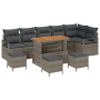 Conjunto de Sofá de Jardín de 10 Piezas con Cojines Gris Ratán Acacia | Foro24.es | Tu tienda online para hogar, jardín y más Foro24.es
