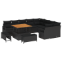 Conjunto de Sofá de Jardín de 12 Piezas con Cojines de Poliratán Negro Acacia | Foro24.es | Tu tienda online para hogar, jardín y más Foro24.es