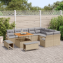 Juego de Sofá de Jardín de 12 Piezas con Cojines Beige de Ratán Poliéster Acacia | Foro24.es | Tu tienda online para hogar, jardín y más Foro24.es