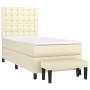 Cama box spring con colchón cuero sintético crema 100x200 cm