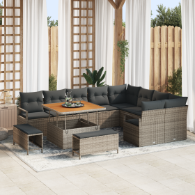 Juego de Sofá de Jardín de 12 Piezas con Cojines Poliratán Gris Acacia von , Outdoor-Sofas - Ref: Foro24-3362558, Preis: 874,...