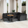 Juego de Sofá de Jardín de 12 Piezas con Cojines Negro Ratán Poliéster Acacia by , Outdoor sofas - Ref: Foro24-3362559, Price...