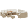 Juego de sofá de jardín de 13 piezas con cojines beige de poliratán y acacia | Foro24.es | Tu tienda online para hogar, jardín y más Foro24.es