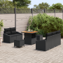 Juego de Sofá de Jardín de 8 Piezas con Cojines Negros Poliratán Acacia | Foro24.es | Tu tienda online para hogar, jardín y más Foro24.es