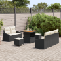 Juego de Sofá de Jardín de 8 Piezas con Cojines Negro Poliratán Acacia | Foro24.es | Tu tienda online para hogar, jardín y más Foro24.es