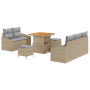 Conjunto de Sofás de Jardín de 8 Piezas con Cojines Beige Poliratán Acacia | Foro24.es | Tu tienda online para hogar, jardín y más Foro24.es