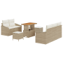 Juego de Sofás de Jardín de 8 Piezas con Cojines Beige de Ratán Sintético Acacia | Foro24.es | Tu tienda online para hogar, jardín y más Foro24.es