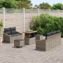 Juego de Sofás de Jardín de 8 Piezas con Cojines Gris de Ratán Poliéster Acacia | Foro24.es | Tu tienda online para hogar, jardín y más Foro24.es