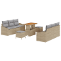 Conjunto de Sofá de Jardín de 9 Piezas con Cojines Beige de Ratán Poliéster Acacia | Foro24.es | Tu tienda online para hogar, jardín y más Foro24.es