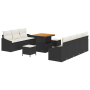 Juego de Sofás de Jardín de 10 piezas con cojines Ratán Negro Acacia von , Outdoor-Sofas - Ref: Foro24-3362615, Preis: 646,50...