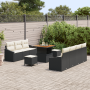 Juego de Sofás de Jardín de 10 piezas con cojines Ratán Negro Acacia von , Outdoor-Sofas - Ref: Foro24-3362615, Preis: 646,50...
