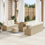 Juego de Sofás de Jardín de 10 Piezas con Cojines Beige de Ratán Poliéster Acacia | Foro24.es | Tu tienda online para hogar, jardín y más Foro24.es
