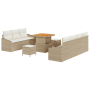 Juego de Sofás de Jardín de 10 Piezas con Cojines Beige de Ratán Poliéster Acacia | Foro24.es | Tu tienda online para hogar, jardín y más Foro24.es