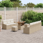 Juego de Sofá de Jardín de 10 Piezas con Cojines Beige Poliratán Acacia von , Outdoor-Sofas - Ref: Foro24-3362621, Preis: 676...