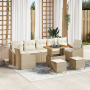 Juego de Sofás de Jardín de 10 Piezas con Cojines Beige Poliratán Acacia von , Outdoor-Sofas - Ref: Foro24-3362641, Preis: 67...