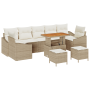Juego de Sofás de Jardín de 10 Piezas con Cojines Beige Poliratán Acacia von , Outdoor-Sofas - Ref: Foro24-3362641, Preis: 67...