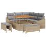 Juego de Sofá de Jardín de 8 Piezas con Cojines Beige Poliratán Acacia von , Outdoor-Sofas - Ref: Foro24-3362647, Preis: 633,...