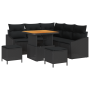 Juego de Sofás para Jardín de 8 Piezas con Cojines Negro Poliratán Acacia by , Outdoor sofas - Ref: Foro24-3362649, Price: 52...