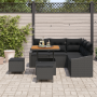 Juego de Sofás para Jardín de 8 Piezas con Cojines Negro Poliratán Acacia by , Outdoor sofas - Ref: Foro24-3362649, Price: 52...