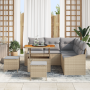 Juego de Sofá de Jardín de 8 Piezas con Cojines Beige de Poliratán Acacia by , Outdoor sofas - Ref: Foro24-3362657, Price: 52...