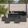 Juego de Sofá de Jardín de 9 Piezas con Cojines Negros de Poliratán Acacia von , Outdoor-Sofas - Ref: Foro24-3362659, Preis: ...