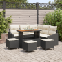 Juego de Sofás de Jardín de 9 Piezas con Cojines Negro Ratán Poli Acacia von , Outdoor-Sofas - Ref: Foro24-3362660, Preis: 55...