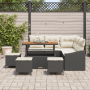 Juego de Sofás de Jardín de 9 Piezas con Cojines Negro Ratán Poli Acacia von , Outdoor-Sofas - Ref: Foro24-3362660, Preis: 55...