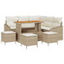 Conjunto de Sofá de Jardín de 9 Piezas con Cojines Beige Poliratán Acacia by , Outdoor sofas - Ref: Foro24-3362661, Price: 59...