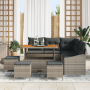 Juego de Sofá de Jardín de 9 Piezas con Cojines Gris Poliratán Acacia by , Outdoor sofas - Ref: Foro24-3362663, Price: 573,29...