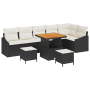 Juego de Sofá de Jardín de 9 Piezas con Cojines Negro Poliratán Acacia von , Outdoor-Sofas - Ref: Foro24-3362670, Preis: 548,...