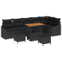 Juego de Sofá de Jardín de 9 Piezas con Cojines Ratán Poliéster Negro Acacia by , Outdoor sofas - Ref: Foro24-3362674, Price:...