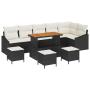 Set de Sofá de Jardín de 10 Piezas con Cojines Negro Poliratán Acacia von , Outdoor-Sofas - Ref: Foro24-3362680, Preis: 593,0...