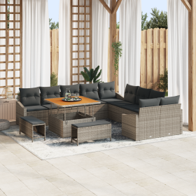 Conjunto de Sofá de Jardín de 13 Piezas con Cojines de Poliratán Gris by , Outdoor sofas - Ref: Foro24-3362708, Price: 905,08...