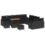 Juego de Sofá de Jardín de 13 Piezas con Cojines Negro Polirratán Acacia by , Outdoor sofas - Ref: Foro24-3362714, Price: 869...