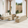 Set de Sofá de Jardín de 9 Piezas con Cojines Beige de Ratán Poliéster Acacia by , Outdoor sofas - Ref: Foro24-3362741, Price...