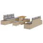 Juego de Sofá de Jardín de 9 Piezas con Cojines Beige Poliratán Acacia von , Outdoor-Sofas - Ref: Foro24-3362742, Preis: 672,...