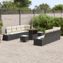 Juego de Sofá de Jardín de 11 Piezas con Cojines Ratán Poliratan Negro Acacia | Foro24.es | Tu tienda online para hogar, jardín y más Foro24.es
