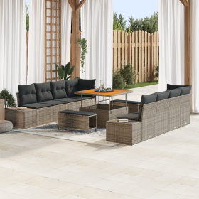 Set de Sofá de Jardín de 11 Piezas con Cojines Gris Poliratán Acacia de , Sofás de exterior - Ref: Foro24-3362768, Precio: 92...