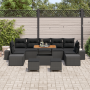 Juego de Sofá de Jardín de 10 Piezas con Cojines de Ratán Sintético Negro Acacia von , Outdoor-Sofas - Ref: Foro24-3362769, P...