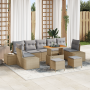 Juego de Sofá de Jardín de 10 Piezas con Cojines Beige Ratán Poliéster Acacia by , Outdoor sofas - Ref: Foro24-3362772, Price...