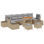Juego de Sofá de Jardín de 10 Piezas con Cojines Beige Ratán Poliéster Acacia by , Outdoor sofas - Ref: Foro24-3362772, Price...